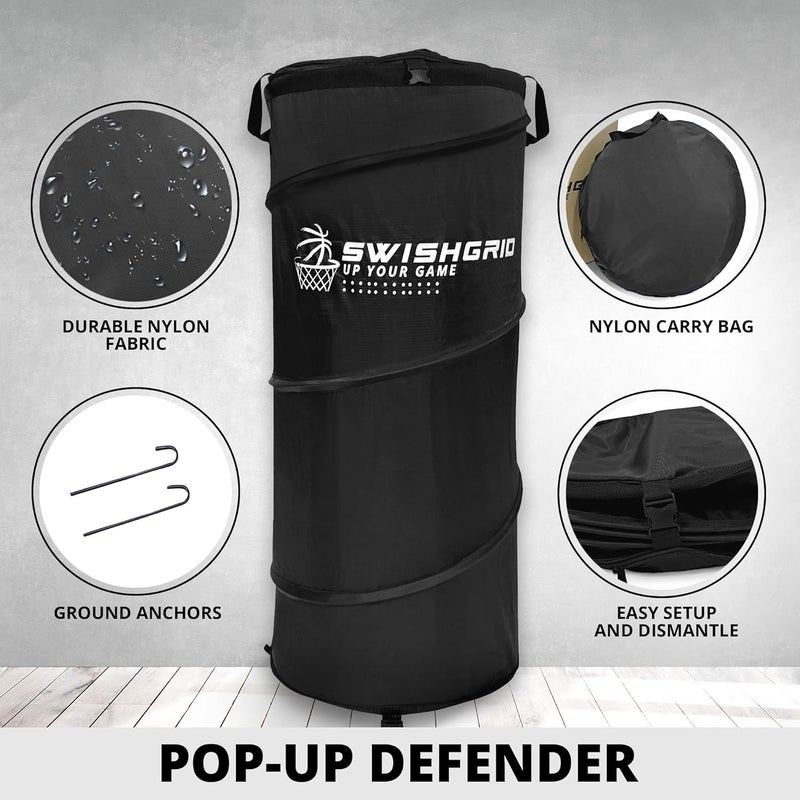 SwishGrid Portable Pop-Up Defender Dummy Trainer - Basketball Dribble Training - Football Tackling, Soccer Dribbling Dummies - Equipment to Improve Skills w/Built-in Storage - Image 3